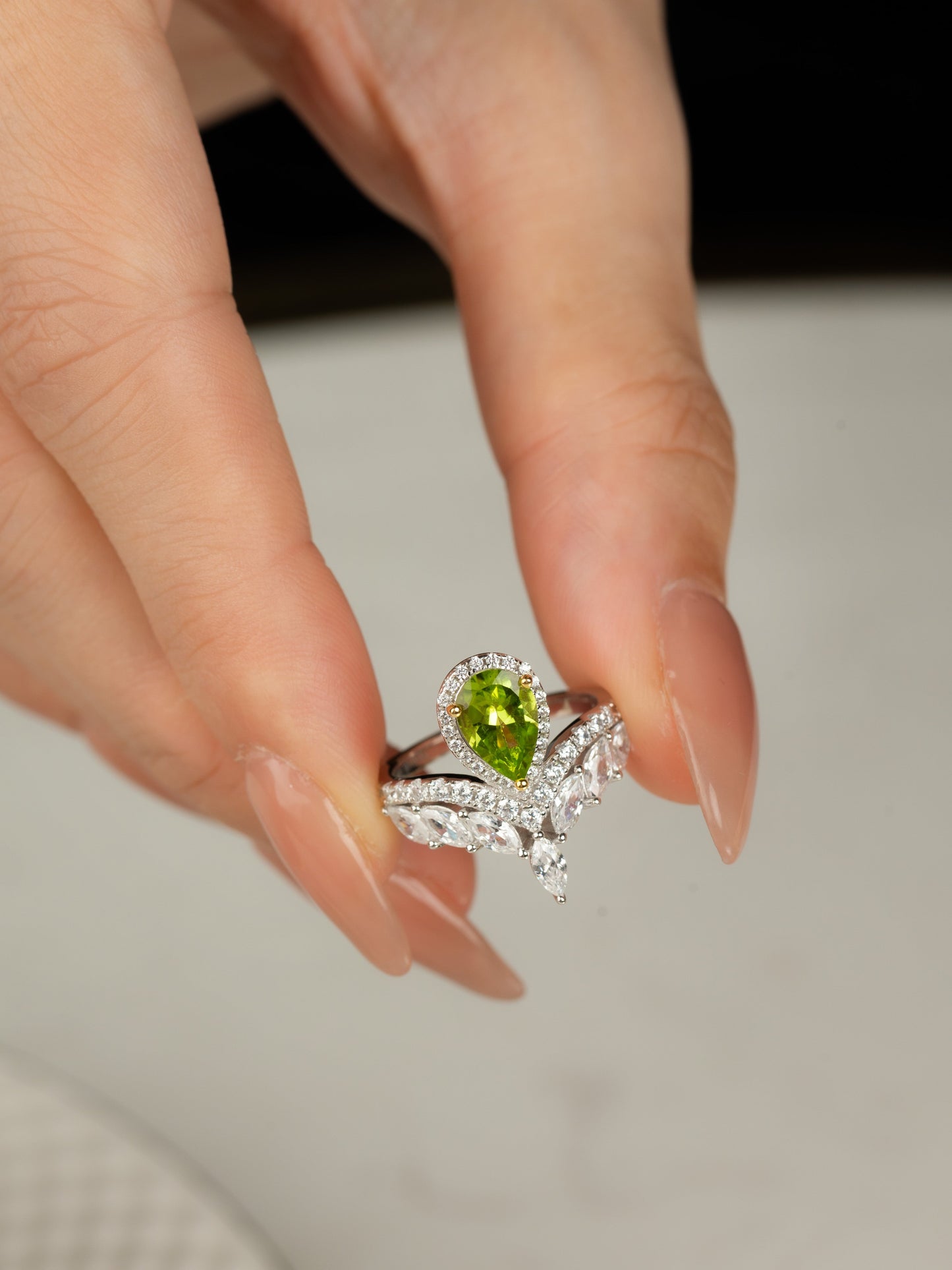 Sicilian Olive: S925 Natural Peridot Ring