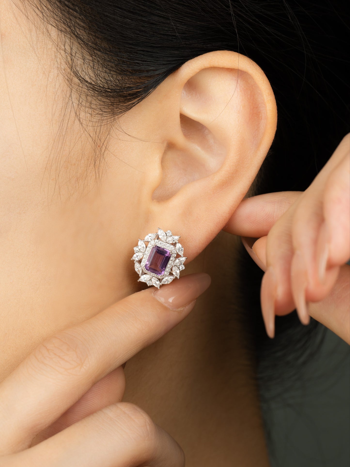 Starlit Reverie : S925 Natural Amethyst Earrings