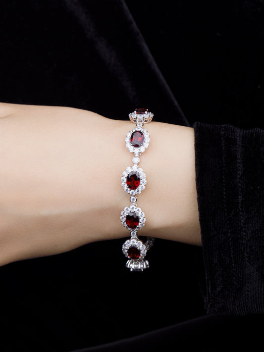Austin Rose: S925 Natural Garnet Bracelet