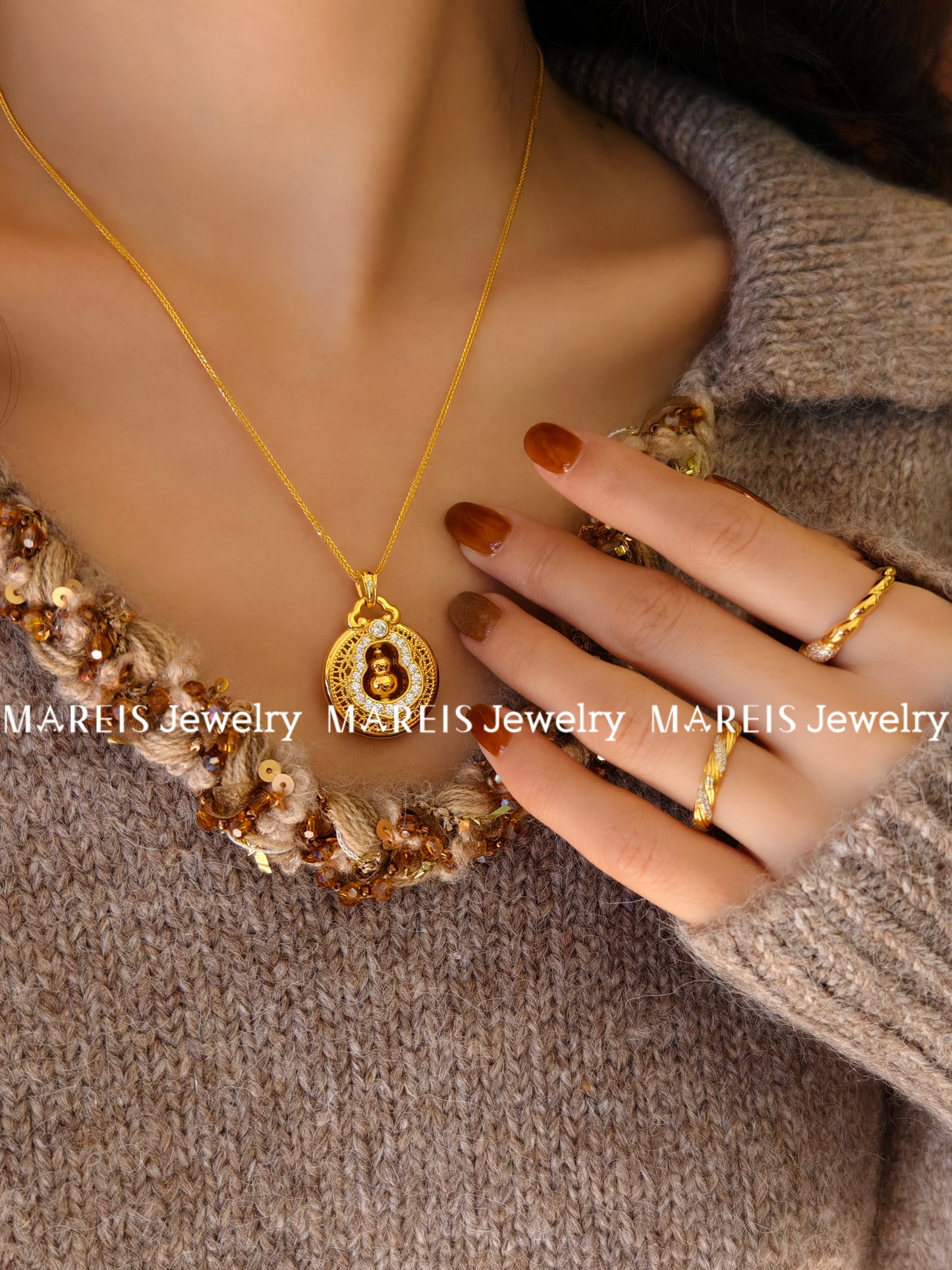 18K Gold Plated Prosperity Hulu Necklace